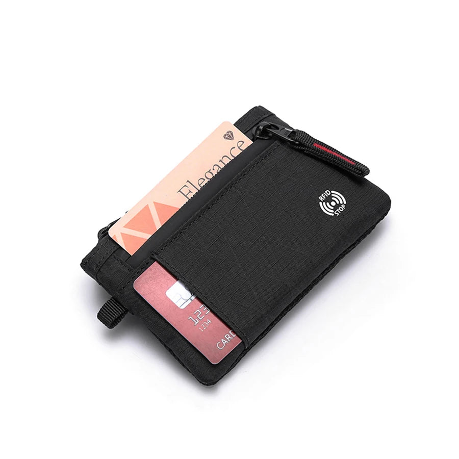 Cartera con Mosquetón – Nylon Táctico, Porta Tarjetas, Cremallera y Monedero, Unisex