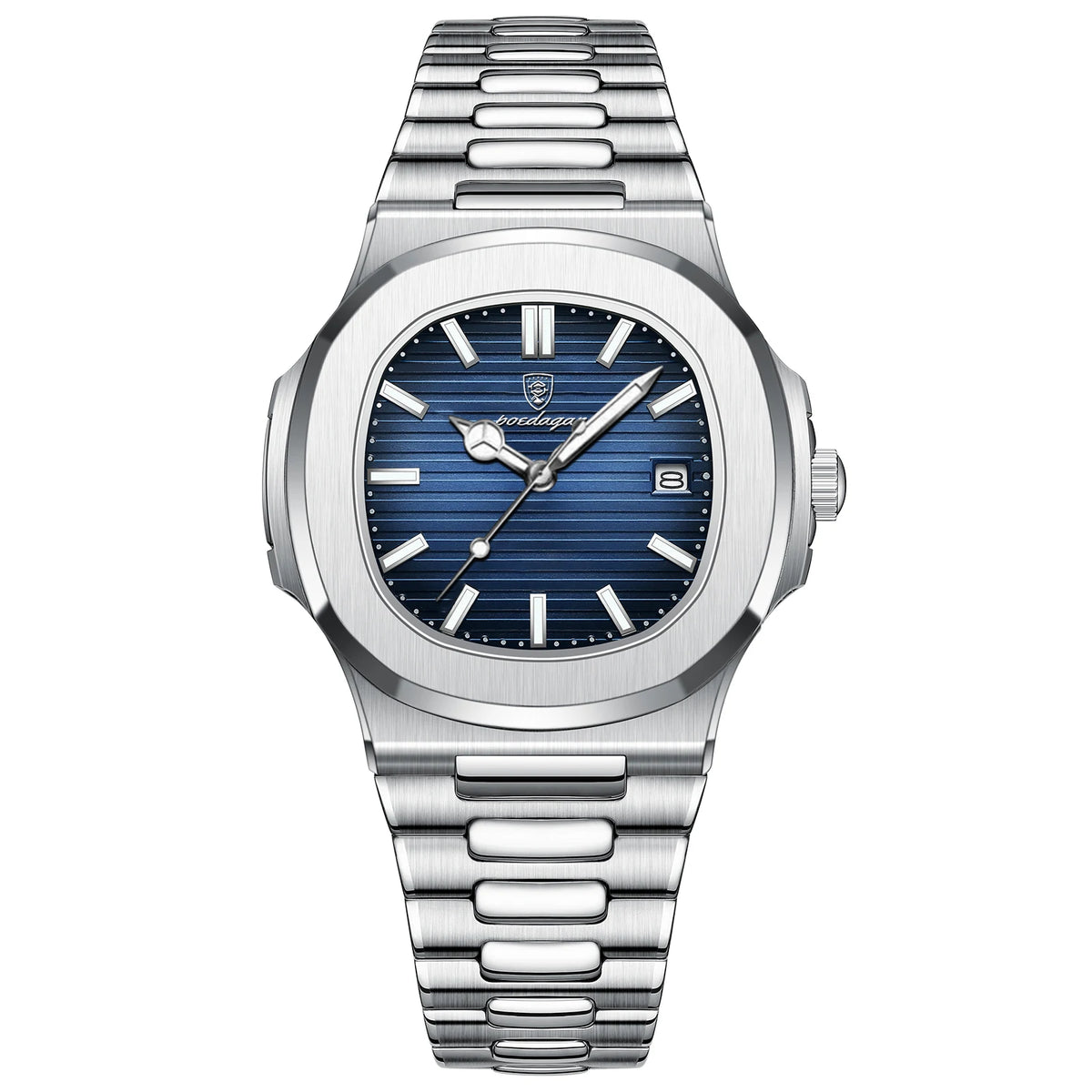 Reloj Masculino de Pulsera de Lujo Cuadrado Resistente al Agua, Luminoso, con Fecha.