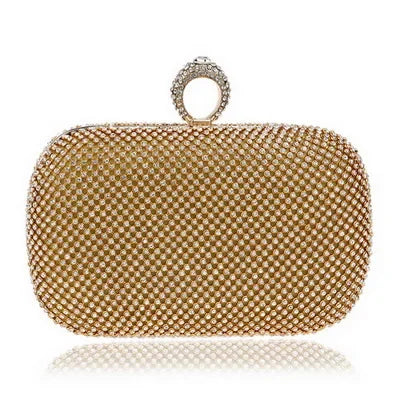 Clutch de noche con diamantes y cadena ideal para bodas y fiestas