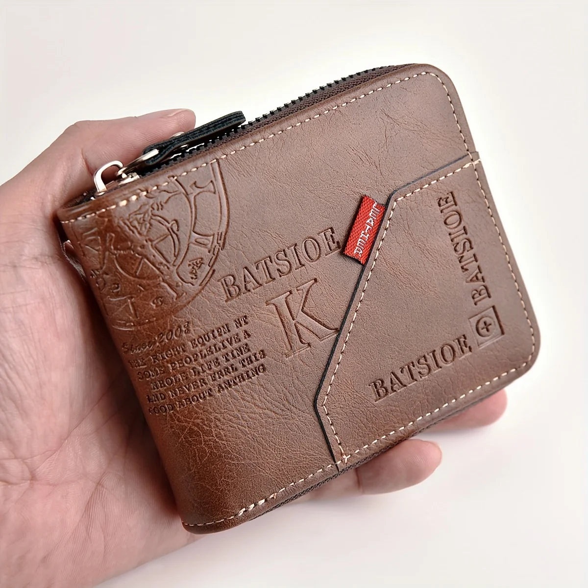 Cartera Corta para Hombre en Piel PU | Estilo Casual con Cremallera y Monedero