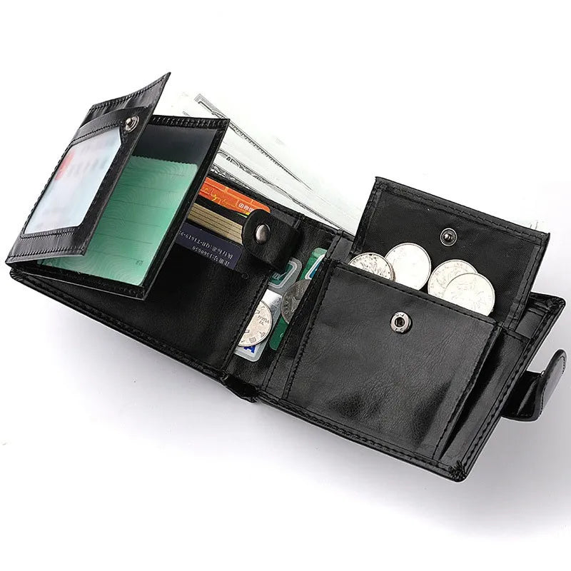 Cartera Vintage RFID de Cuero Cera de Aceite para Hombre | Monedero Trifold