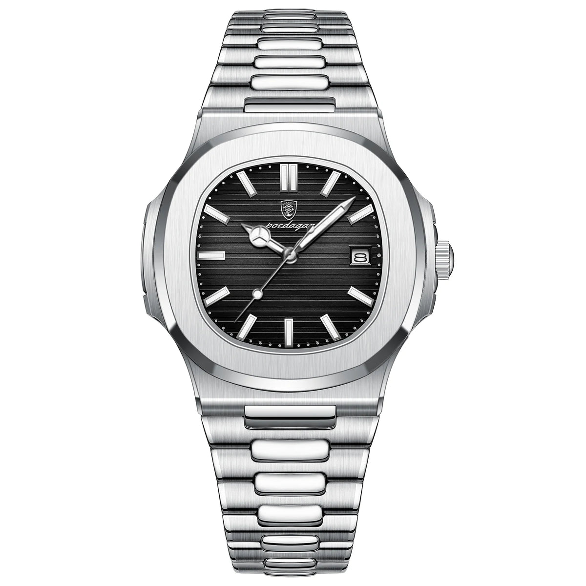 Reloj Masculino de Pulsera de Lujo Cuadrado Resistente al Agua, Luminoso, con Fecha.
