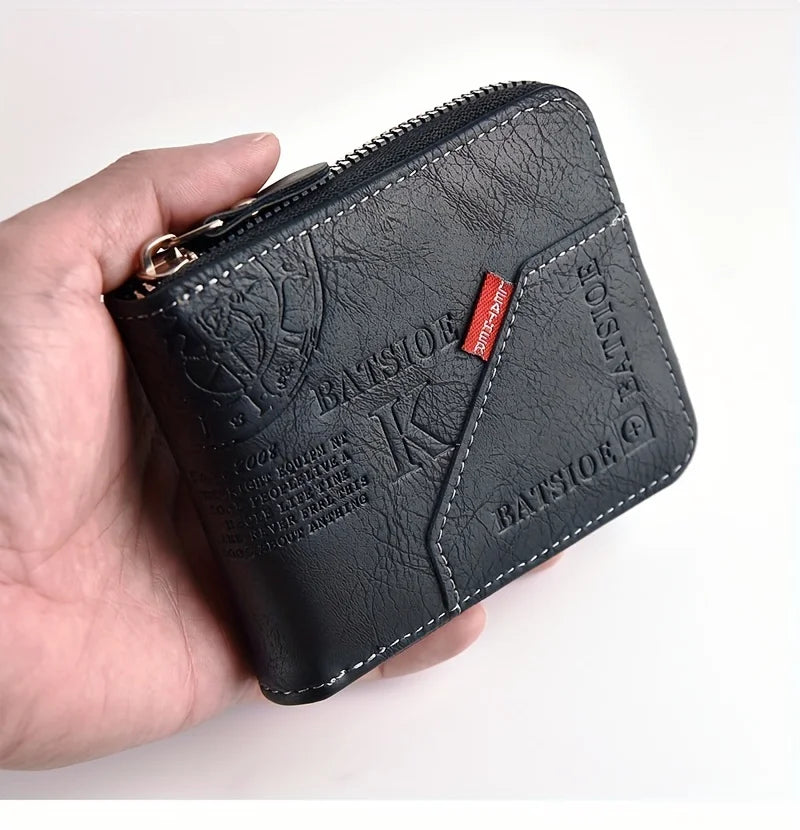Cartera Corta para Hombre en Piel PU | Estilo Casual con Cremallera y Monedero