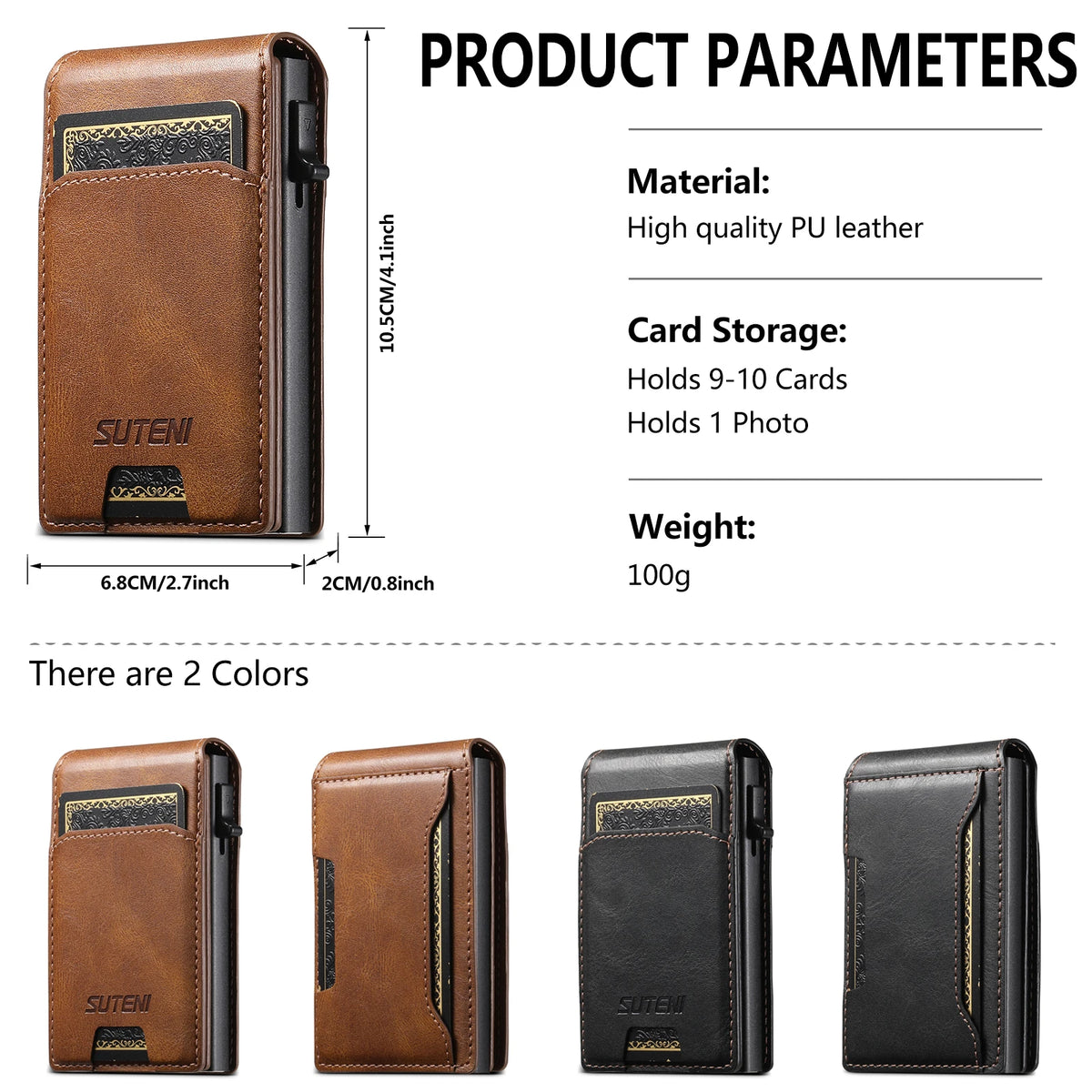 Cartera de Piel Sintética para Hombre con Ranura para Tarjetas y Expulsión Automática