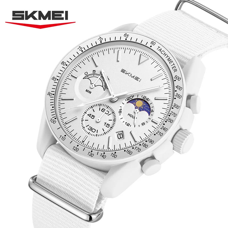 Reloj Cronógrafo Deportivo Unisex, Correa de Nylon, Resistente al Agua