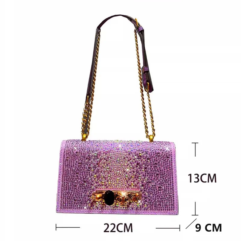 Bolso de Noche de Lujo con Cadena Dorada