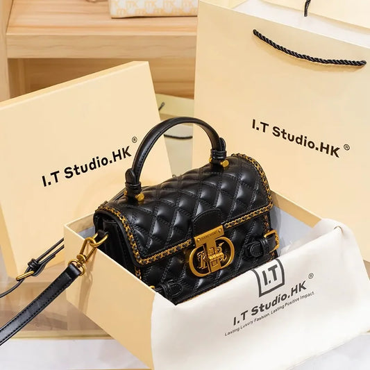 Bolso de Lujo para  Mujer con Diseño de Diamantes y Cuero Sintético