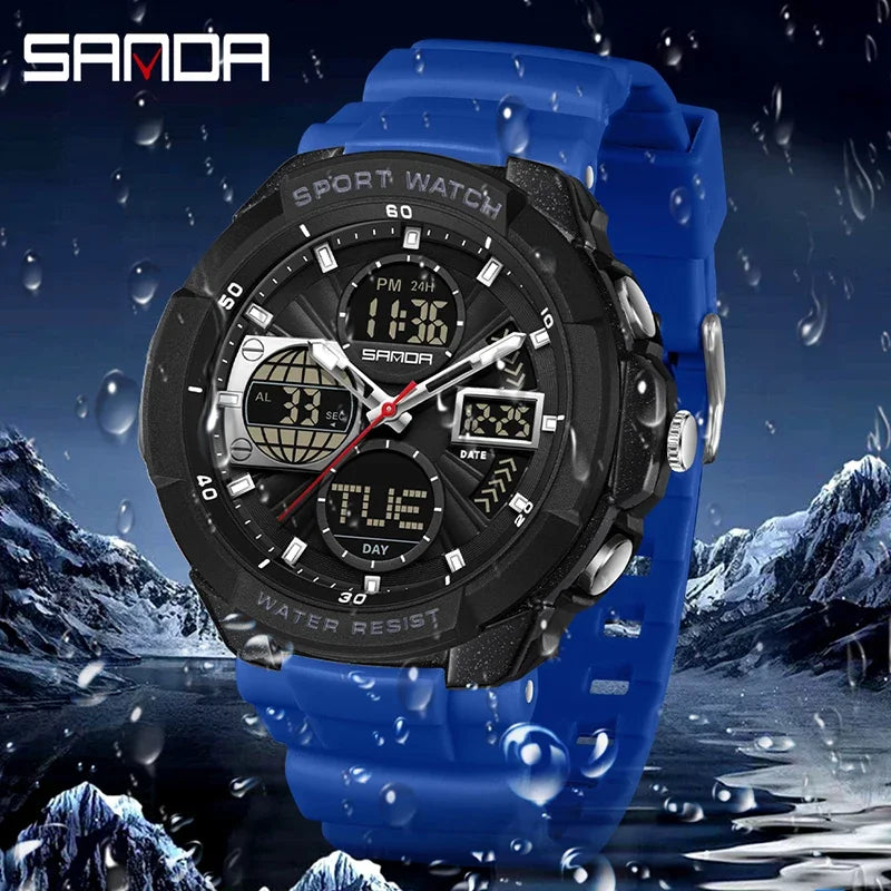 Reloj Deportivo Doble Pantalla Digital, Resistente al Agua, Multifunción
