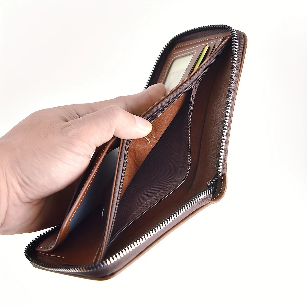 Cartera Corta para Hombre en Piel PU | Estilo Casual con Cremallera y Monedero