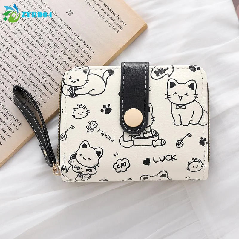 Cartera Corta para Mujer con Diseño de Gato