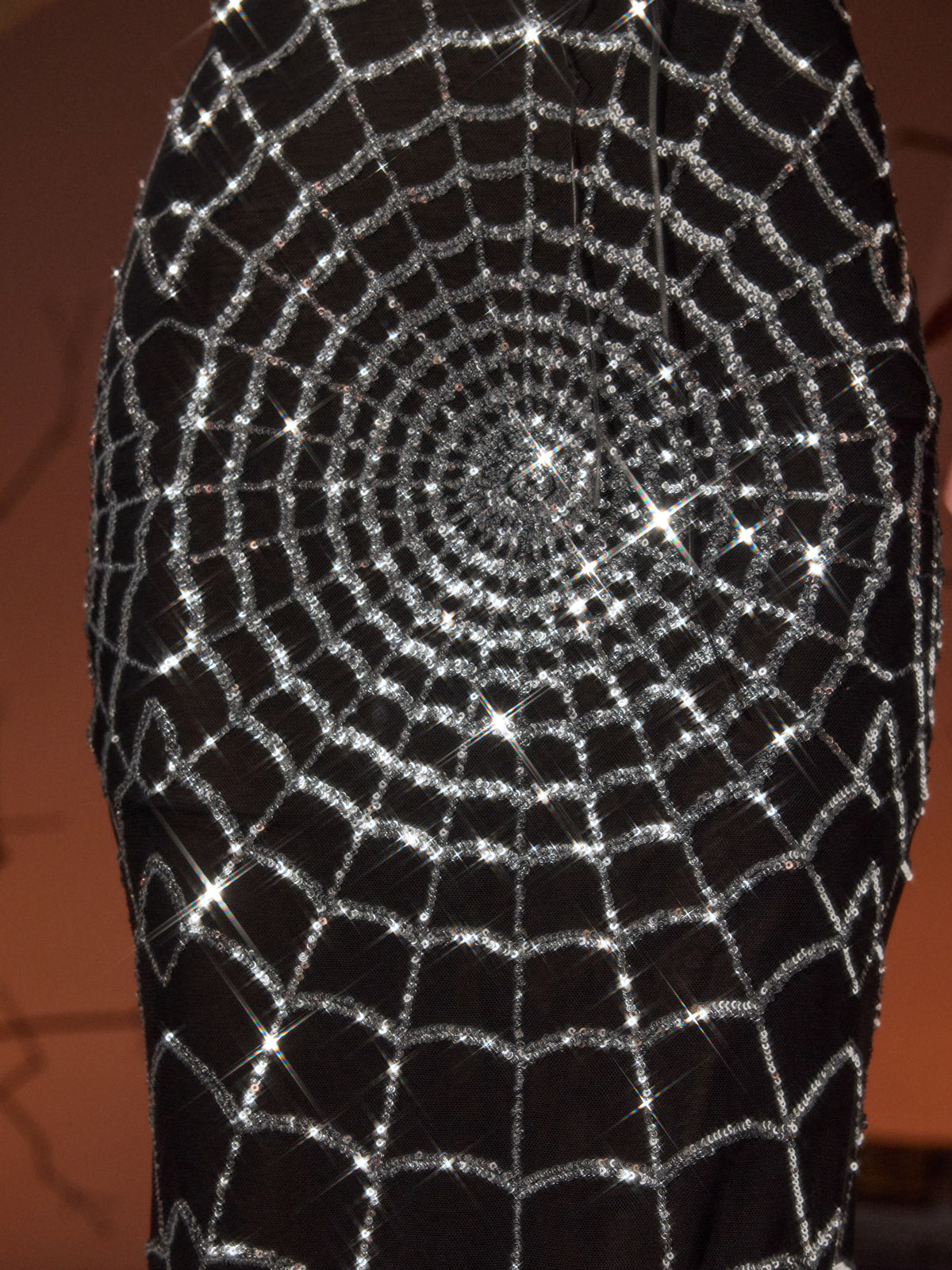 Uverna V Neck Cobweb Sequin Maxi Dress