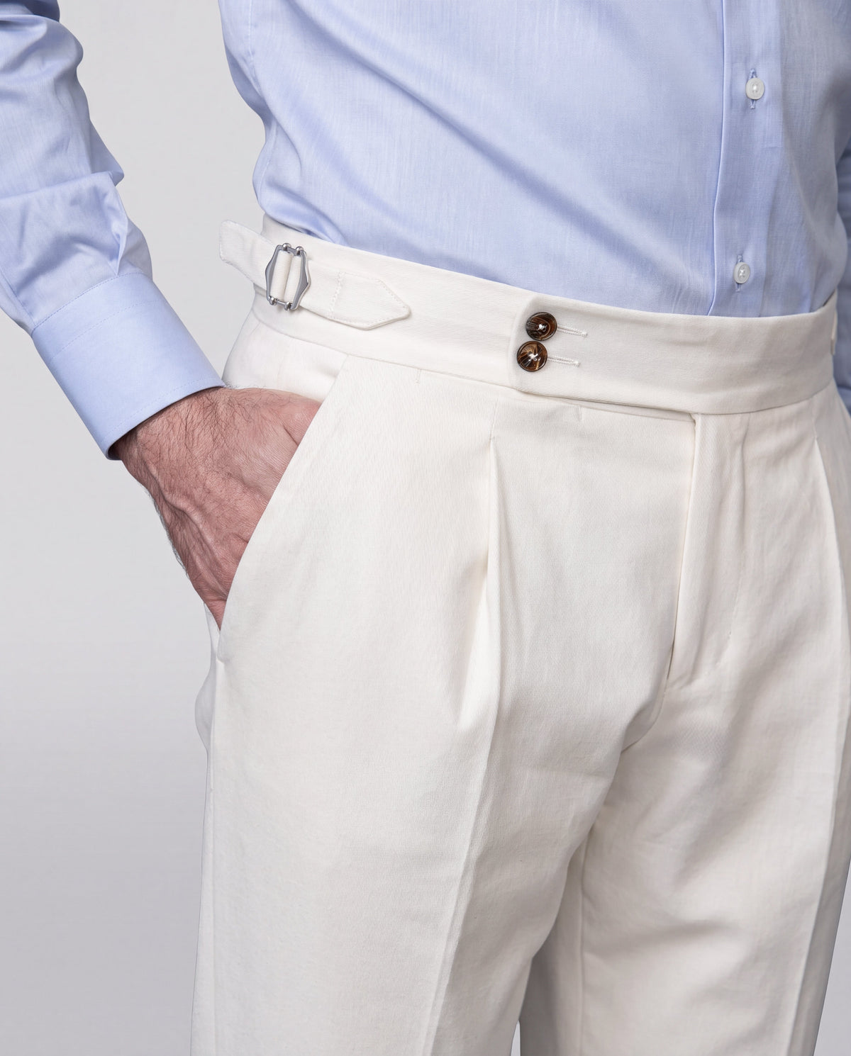 Pantalones Soragna de algodón color blanco roto