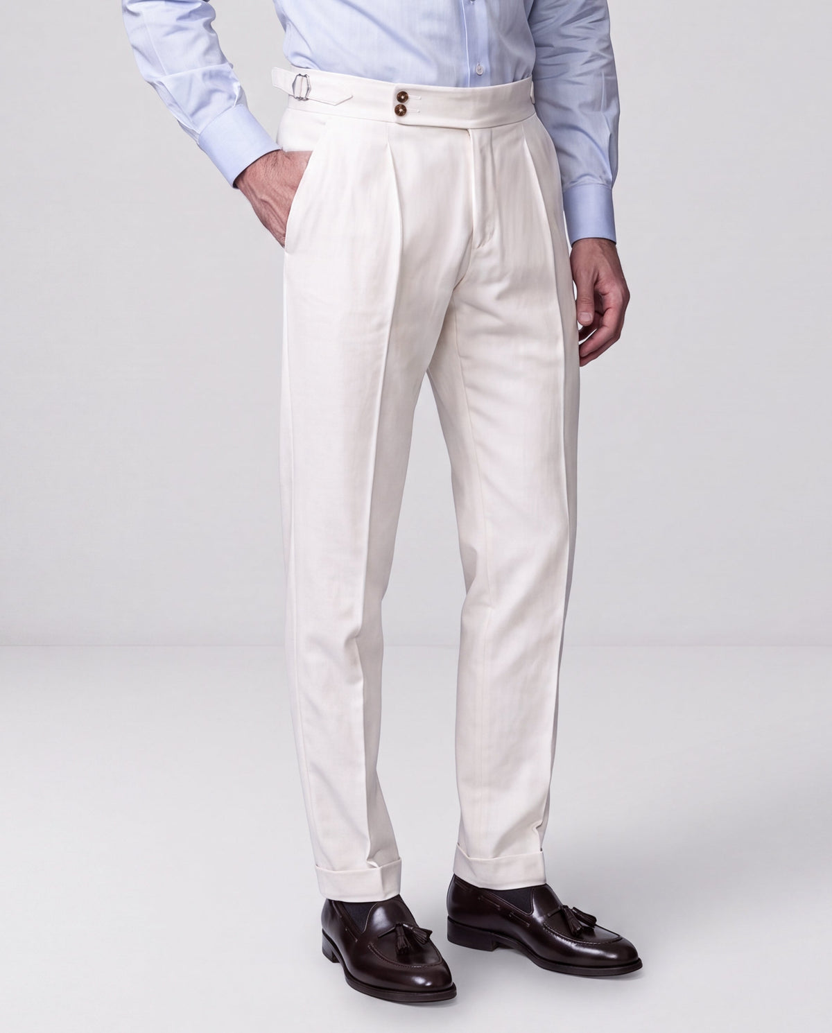 Pantalones Soragna de algodón color blanco roto