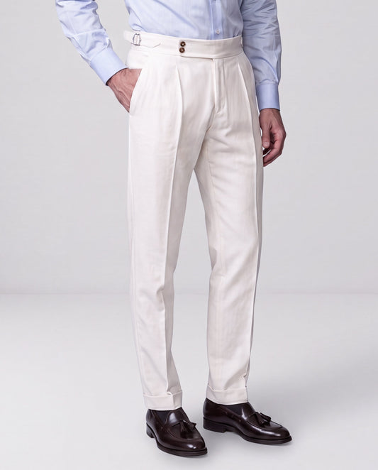 Pantalones Soragna de algodón color blanco roto